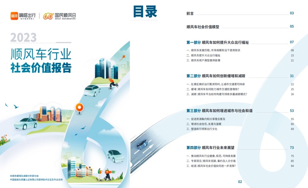 用户、学者和研究机构眼中顺风车有怎样的社会价值?来看嘀嗒出行发布的《20